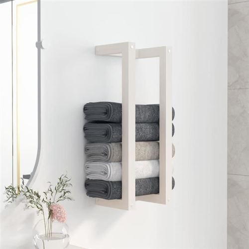 Porte-serviette Blanc 23x18x60 cm Bois de pin massif Vidaxl