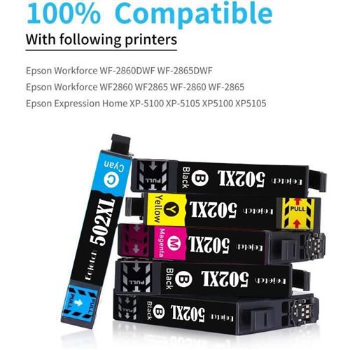 Cartouche compatible - 6 x Cartouches d'encre Epson 502 502XL compatible  pour Epson Workforce WF-2860DWF WF-2865DWF XP-5100 XP-5105 - Cartouche  d'encre - Achat & prix