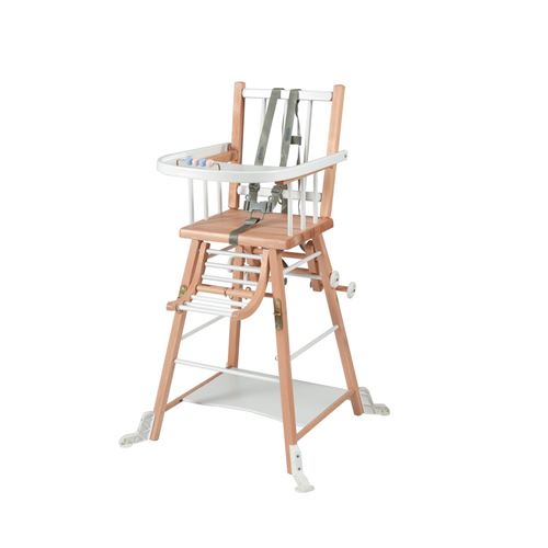 Combelle - Chaise haute bébé transformable en bois Marcel - bicolore blanc