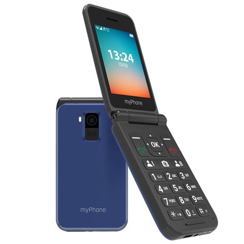 Téléphone à clapet 4G LTE Écran 28 pouces Double SIM Autonomie 6j myPhone Bleu Nuit
