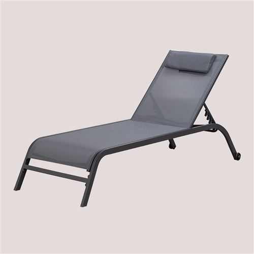 SKLUM Transat inclinable avec coussin Therys Gris Anthracite