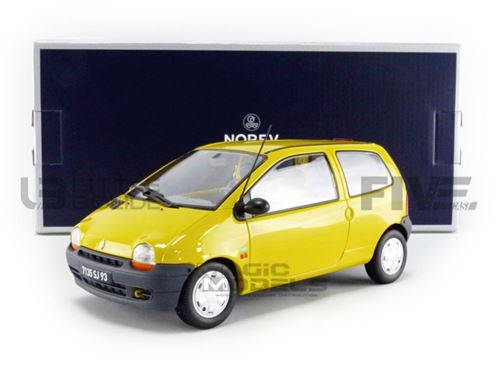 Voiture Miniature de Collection NOREV 1-18 - RENAULT Twingo Benetton - 1996 - Yellow / United Color - 185297