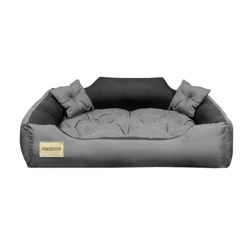 Lit pour chien et chat KingDog en microfibre 80x60 / 100x75 cm gris-noir