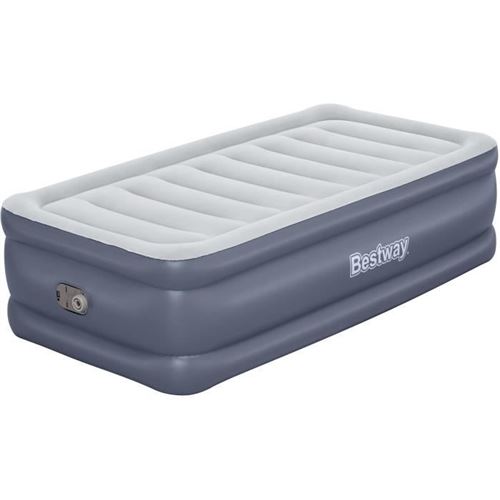 Bestway Matelas gonflable Tritech 1 place avec pompe électrique intégrée et revêtement antimicrobien 1,91 m x 97 cm x 51 cm