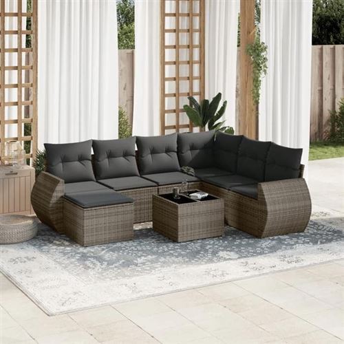 Non Communiqué Gris Salon De Jardin Modulable Vidaxl Resine Tressee 8 Pieces X 71 X 69 7 Personnes