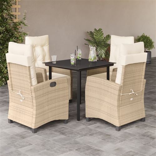vidaXL - Salon de Jardin - 5 pièces - Résine Tressée - Beige - Image 3