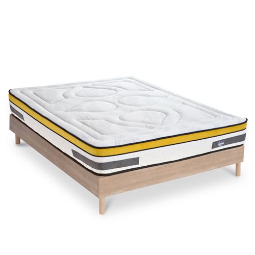Ensemble Matelas Aubertin Ressorts ensach&eacute;s Accueil m&eacute;moire + sommier kit bois - 180 x 200 cm 