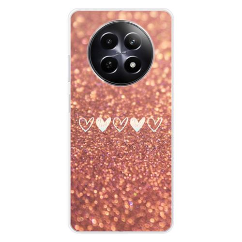 Coque en silicone imprimée compatible Realme 12 5G Paillettes coeur