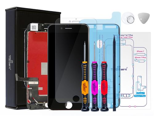 Écran pour iPhone 7 Trop Saint® - LCD Noir - Kit de Réparation avec Notice, Outils, Verre Trempé et Joint d'étanchéité