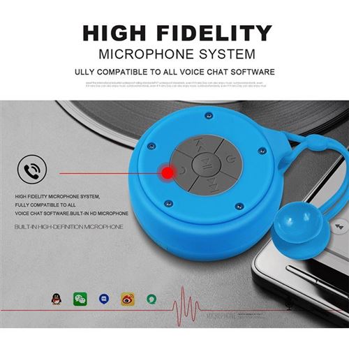 Enceinte Waterproof Bluetooth Avec Ventouse Pour Salle De Bain Autonomie 300mAh