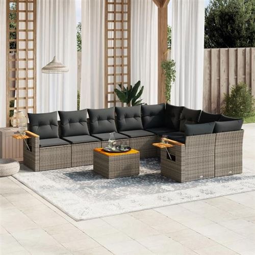 Non Communiqué Gris Salon De Jardin Modulable Vidaxl 9 Personnes Resine Tressee 62 X 62 X 69 Cm 10 Pieces