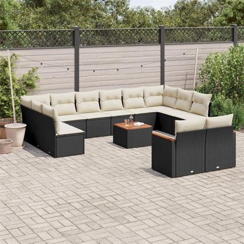 VIDAXL  Salon de jardin 13 pcs - Noir