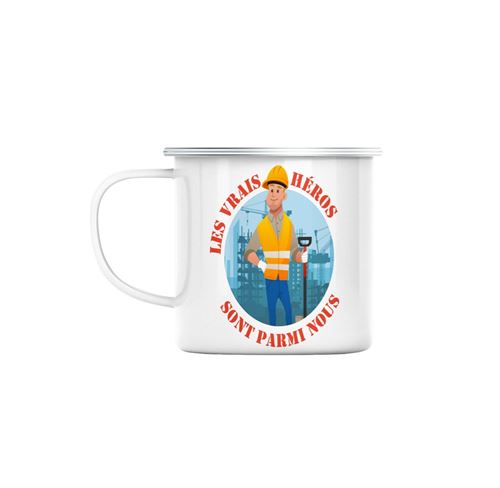 Mug en métal émaillé Les vrais héros - ouvrier du