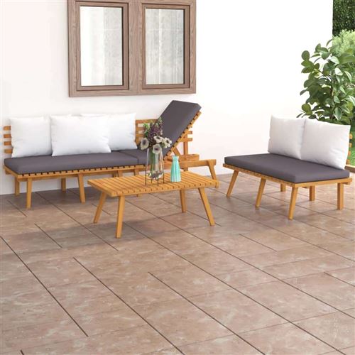Non Communiqué Marron Salon De Jardin Vidaxl Bois Massif 5 Personnes 3 Pieces