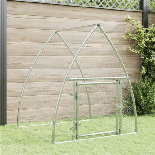 vidaXL Cage pour poules argenté 100x105x120 cm acier galvanisé, poulailler, enclos à poules, poulailler avec enclos, cabane à poules