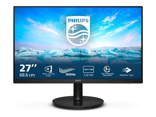 Philips V-line 271V8LAB - Écran LED - 27 - 1920 x 1080 Full HD (1080p) @ 100 Hz - VA - 250 cd/m² - 4000:1 - 4 ms - HDMI, VGA - haut-parleurs - noir texturé