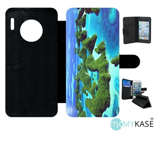 Etui My-Kase pour Mate 30 Pro - plage avec dunes de verdure - Simili-cuir Noir