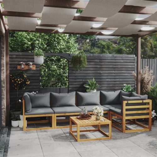 Non Communiqué Gris Salon De Jardin Modulable Vidaxl 5 Personnes Bois Massif 6 Pieces 70 X 68 X 60 Cm