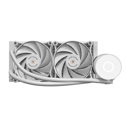 Mars Gaming ML-PRO240, Refrigeración Líquida CPU Profesional, TDP 450W, 2 Ventiladores FDB Ultra-silenciosos, Bomba Opti-Chamber con Anillo de Iluminación Blanco, Multisocket Universal, Kit