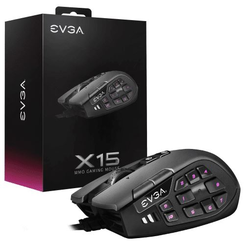 Souris EVGA X15 MMO 904-W1-15BK-K3 Avec Fil 16000DPI 20 Boutons Noir