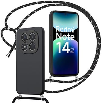 Coque pour Xiaomi Redmi Note 14 Pro Plus 5G/Note 14 Pro+ 5G, Protection Silicone avec Cordon - Noir - BOOLING - 1