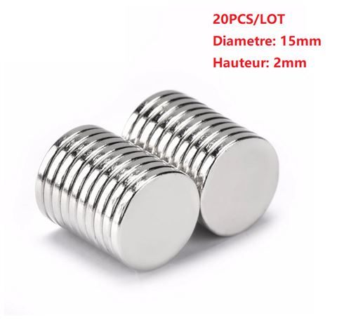 20PCS/LOT Magnets Aimants 15 mm x 2 mm N40 Aimants Disques magnétiques NdFeB