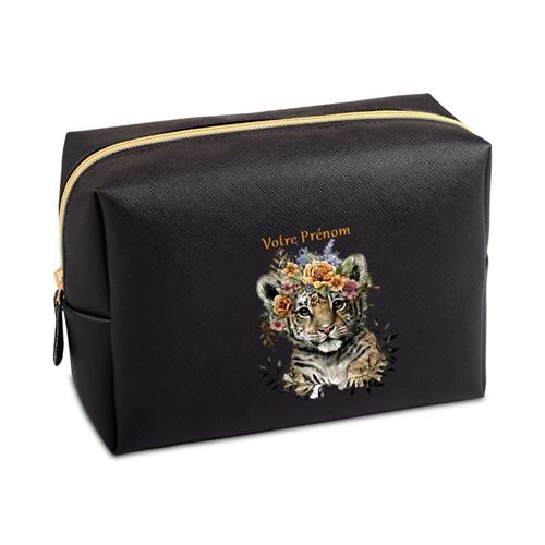 Sur Grande Trousse De Toilette Rose Taperso Avec Motif Tigre Boho