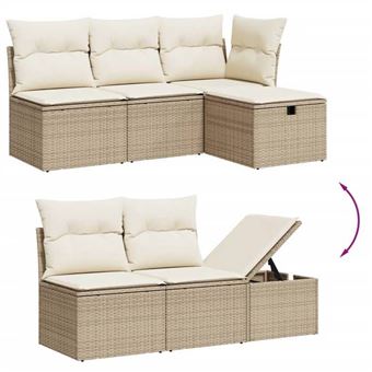 vidaXL Salon de jardin avec coussins 13 Pièces beige résine tressée - La Poste Pro