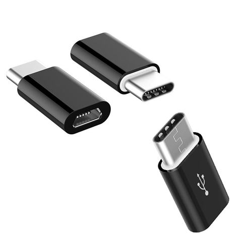 3 Adaptateurs Micro USB Femelle vers USB Type-C Mâle – Charge & Transfert – Noir – Straße Tech