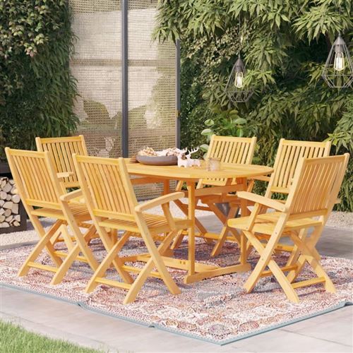 Non Communiqué Bois De Teck Vidaxl Ensemble De Salle À Manger De Jardin 7 Pcs Massif