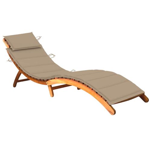 Non Communiqué Vidaxl Chaise Longue De Jardin Avec Coussin Bois D'acacia Solide3061575