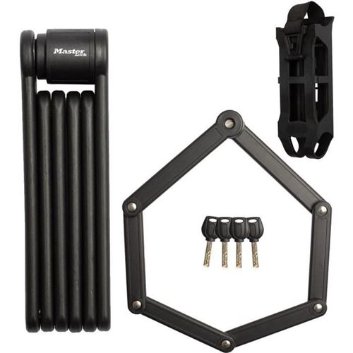 Antivol Vélo Pliable - Master Lock - 8335Eurdpro - Acier Trempé, 4 Clés, Support Inclus