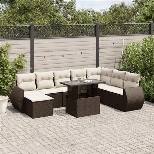 Vidaxl Marron Salon De Jardin 9 Pcs - Image 3