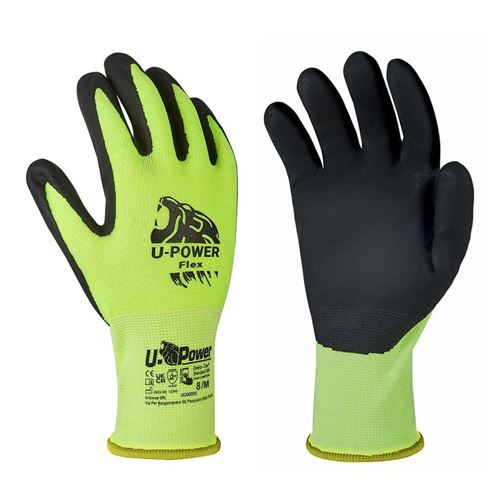 Paire de gants de travail, protection haute visibilité enduit nitrile de 8 - U-power