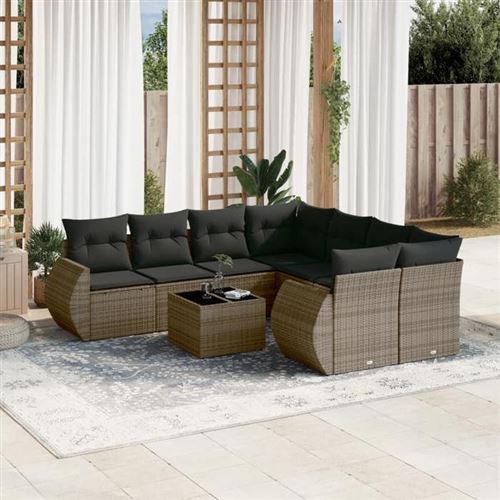 Non Communiqué Gris Salon De Jardin Modulable Vidaxl Resine Tressee 9 Pieces X 70 X 69
