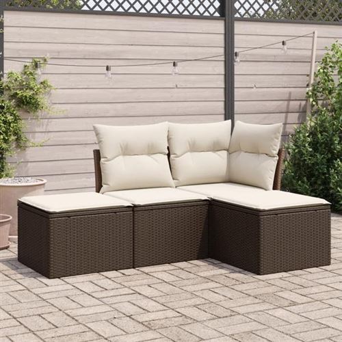 Vidaxl Marron Salon De Jardin 4 Pcs - Image 2