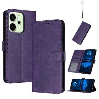 Flip Étui Pour Oppo Reno 14 PRO 5G Avec boucle Avec fente pour carte Couleur pure Cuir PU Bicelle FOXDOCK Violet - 1