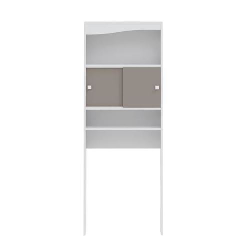 GALET Meuble WC ou machine a laver L 64 cm - Blanc et taupe mat