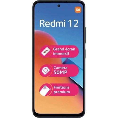 Smartphone Xiaomi Redmi 12 noir 6.79 RAM 4 Go stockage 128 Go