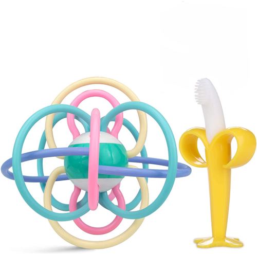 Lot De 2 Jouets De Dentition De Bebe En Silicone Sans Bpa Anneaux De Dentition Achat Prix Fnac