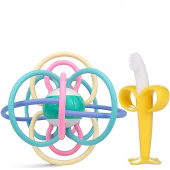 Lot De 2 Jouets De Dentition De Bebe En Silicone Sans Bpa Anneaux De Dentition Achat Prix Fnac