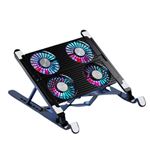 Support Refroidissement Ordinateur Portable Pliable - Double Ventilateur USB - 500-2500 Tr/min - LED Bleue - Pieds Réglables