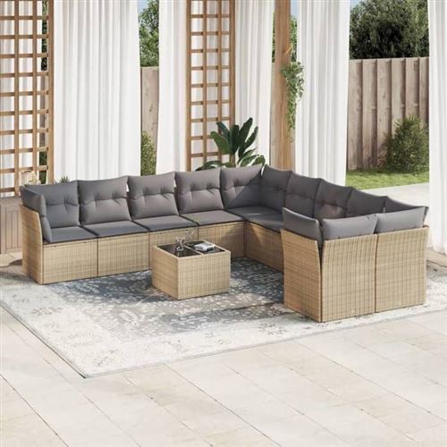 vidaXL - Salon de jardin modulable - 10 personnes - 11 pièces - Beige - Image 2