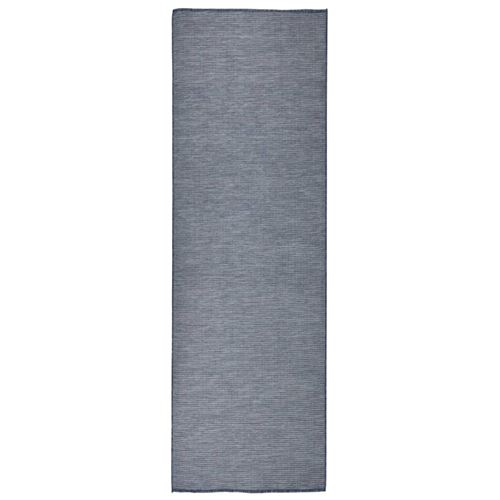 vidaXL Buitenkleed platgeweven 80x250 cm blauw340793