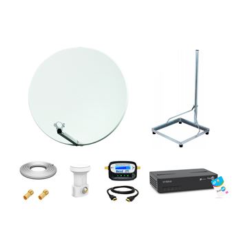 Hdme Kit Parabole Acier 65cm + Récepteur Tntsat + Lnb Single + Câble Coaxial 20m + Pointeur + Support Mural | Leroy Merlin
