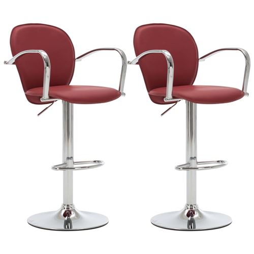 vidaXL Tabourets de bar avec accoudoir 2 pcs Rouge bordeaux Similicuir