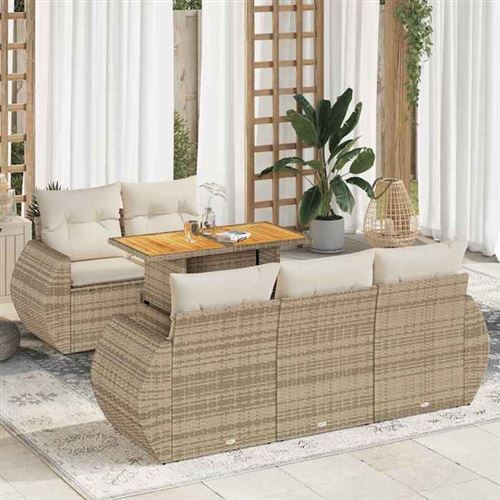 Non Communiqué Beige Vidaxl Salon De Jardin Avec Coussins 6 Pcs Résine Tressée 3327215