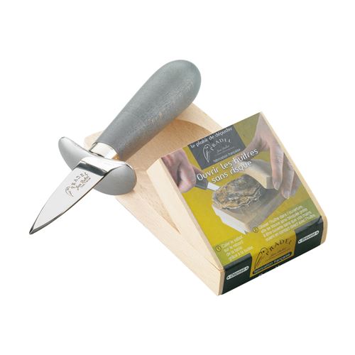Couteau à huître en bois teinté avec cale - Jean Dubost - Gris - Inox
