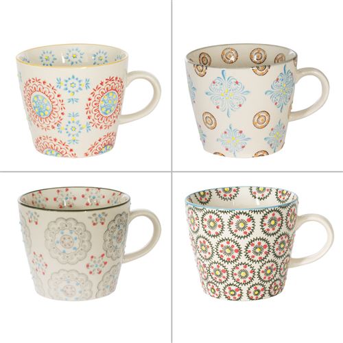 Table Passion Multicolore Coffret De 4 Tasses Bohème 30 Cl - Grès