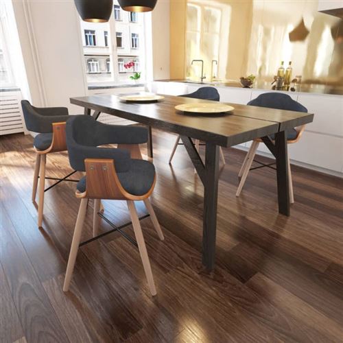 vidaXL Chaise de salle à manger 4 pcs Bois et rembourrage en tissu